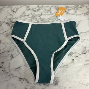 Kona Sol Green Medium Coverage High Waist Bikini Bottoms Size Medium NWT